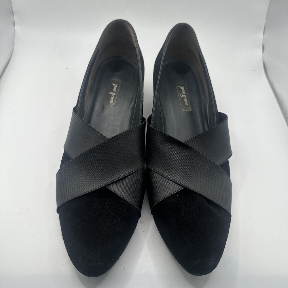 Paul Green Women's Daniella Black Suede Small Wedges Pumps Size 9 Straps Comfort